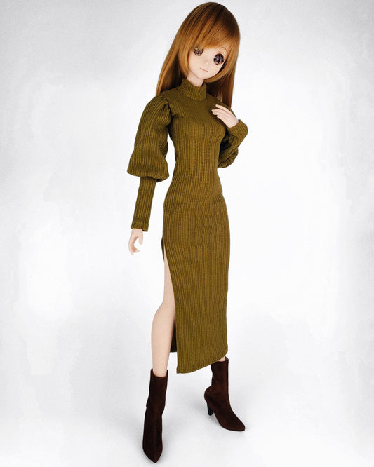 Victorian Sweater Dress - Moss Green