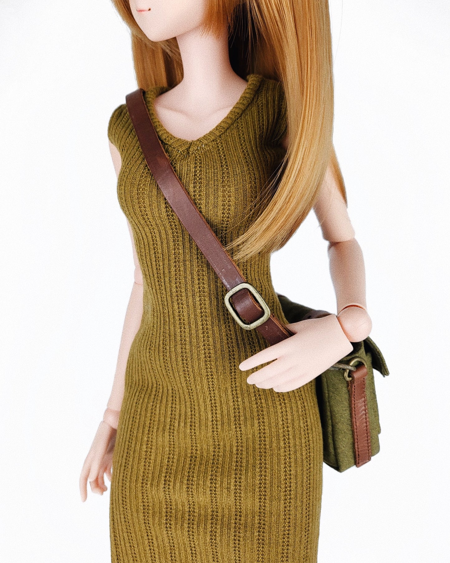 V-Neck Sweater Dress - Moss Green