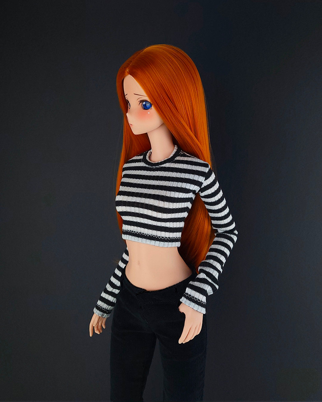 Striped Cropped T-Shirt - Long Sleeve