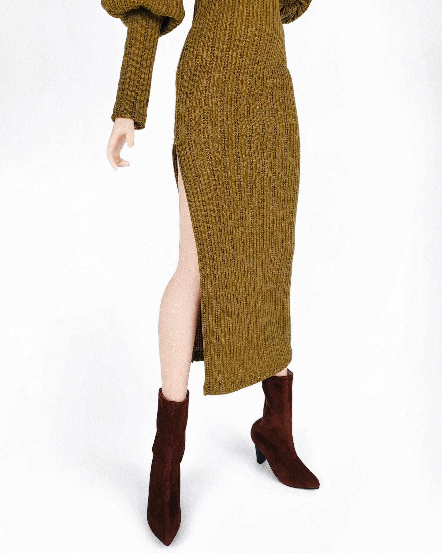 Victorian Sweater Dress - Moss Green